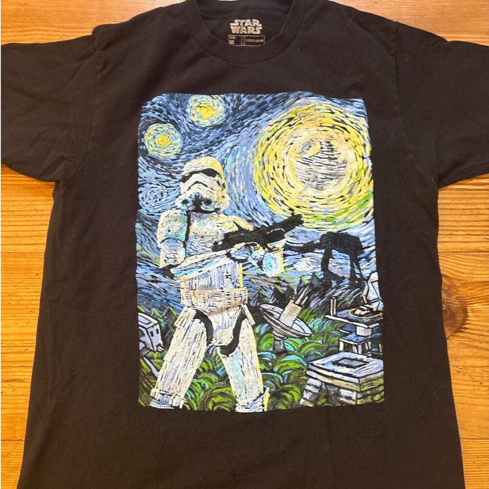 Star Wars Van Gogh Starry Night graphic short‎ sleeve shirt SIZE M - Picture 2 of 4